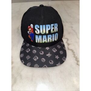 Nintendo‎ Super Mario Bros Youth Sized Adjustable Snapback Hat Cap Black nWT